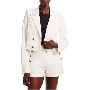 NWT Aqua | Womens White Crepe Cropped‎ Tux Suit Jacket Blazer M
